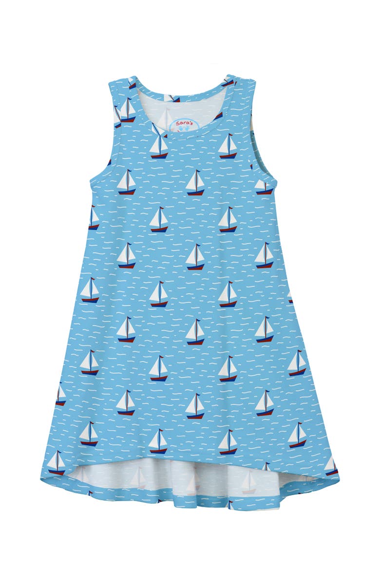 Sara’s Prints Sleeveless Hi Lo Nightgown, Main, color, Sailboat