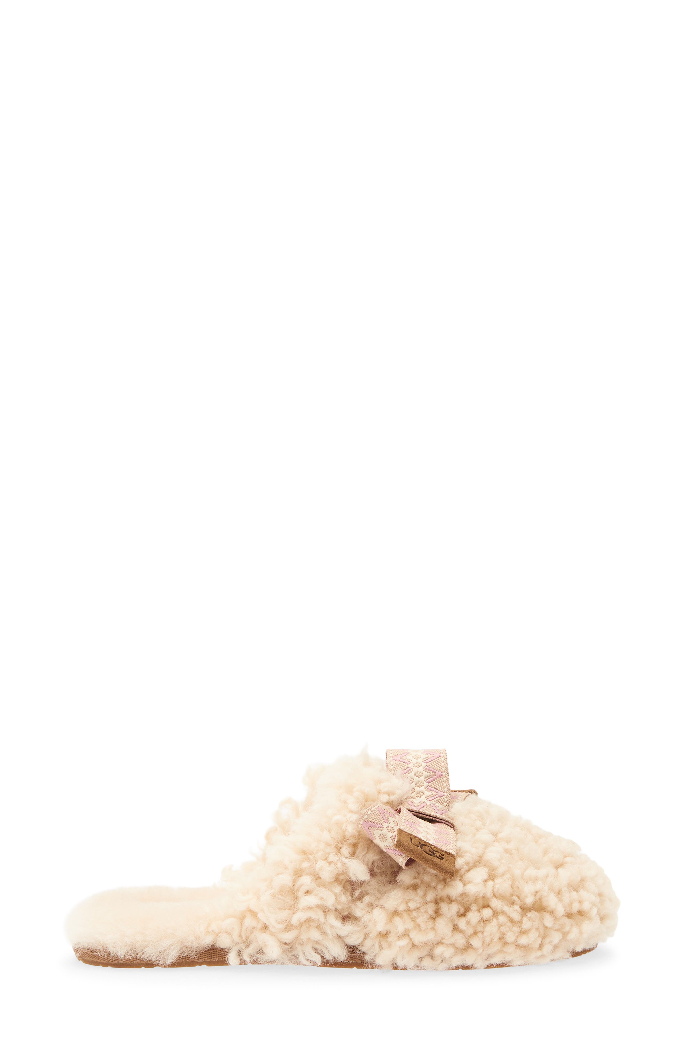 Maxi Curly Genuine Shearling Scuff Slipper (Nordstrom Exclusive), Alternate, color, NATURAL/ DUSTY ORCHID