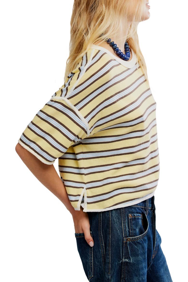 Clean Rugby Stripe Cotton Top, Alternate, color, YELLOW COMBO