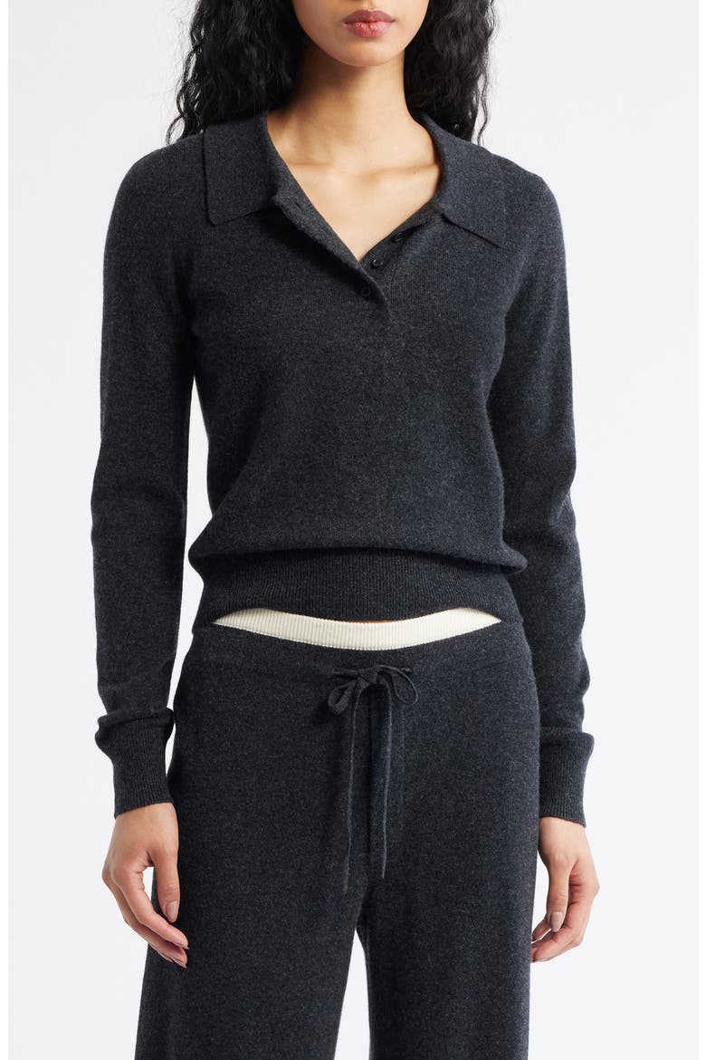 Tove Wool & Cashmere Polo Sweater, Main, color, CHARCOAL
