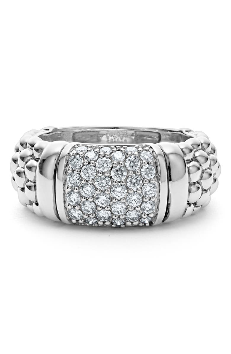 LAGOS Signature Caviar Pavé Diamond Ring, Alternate, color, Silver Diamond