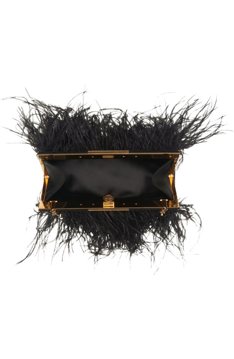 Dolce&Gabbana Marlene Feather Trim Shoulder Bag, Alternate, color, 8B956 Nero/ Nero