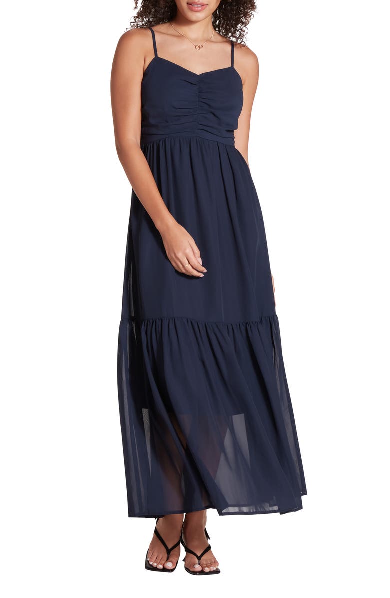 WISHLIST Scrunch Bust Chiffon Maxi Dress, Main, color, 