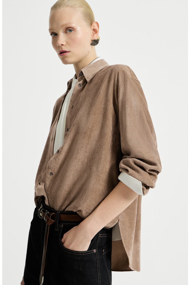 Fluid corduroy shirt, Alternate, color, Espresso