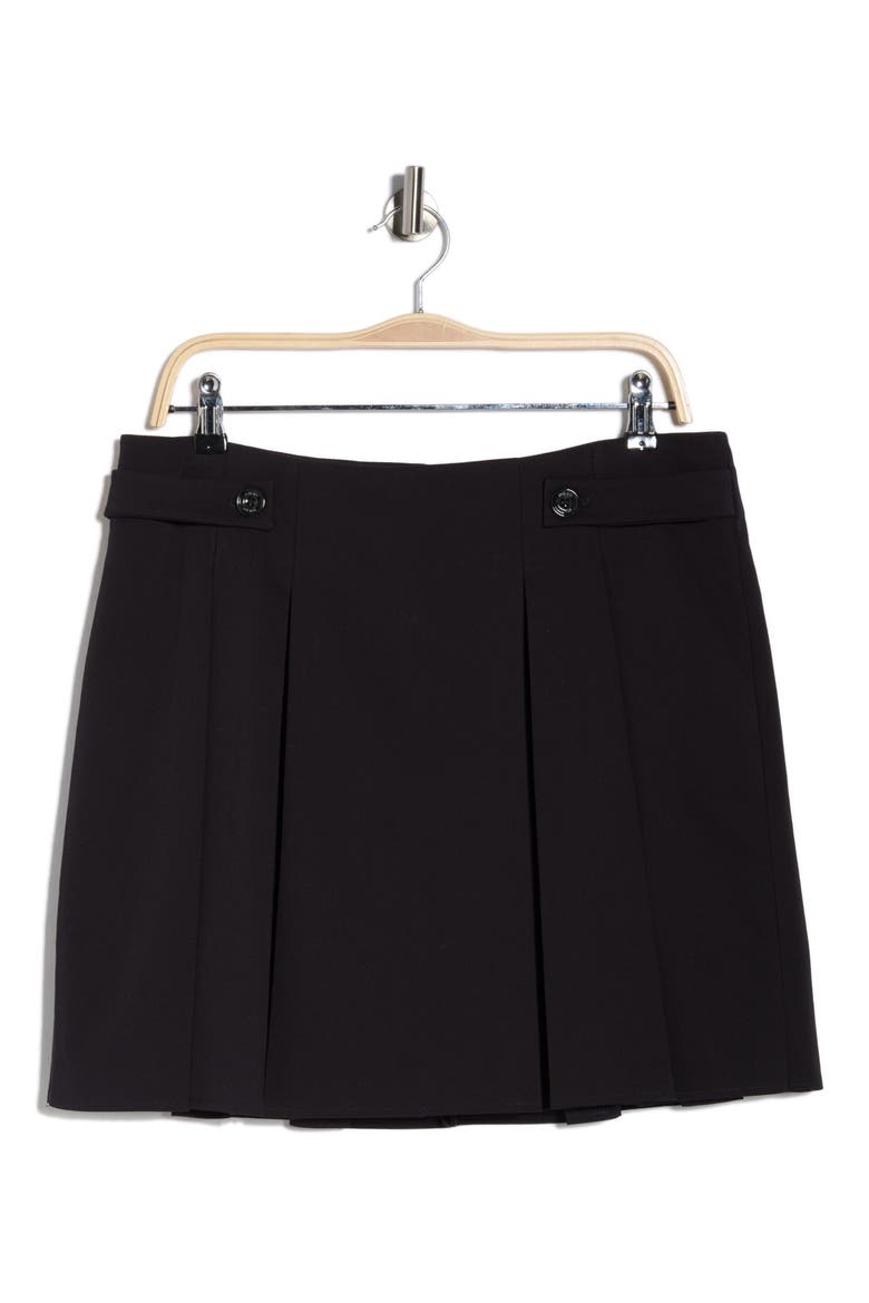 Pleated Cotton Blend Miniskirt, Main, color, DARK NAVY