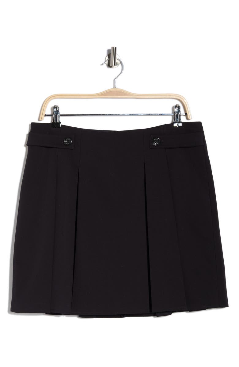 DKNY Pleated Cotton Blend Miniskirt, Main, color, Dark Navy