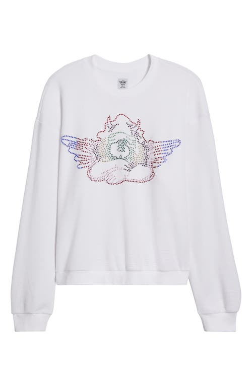 Boys Lie Sundays Wednesdays Kara Rhinestone Waffle Knit Top In White
