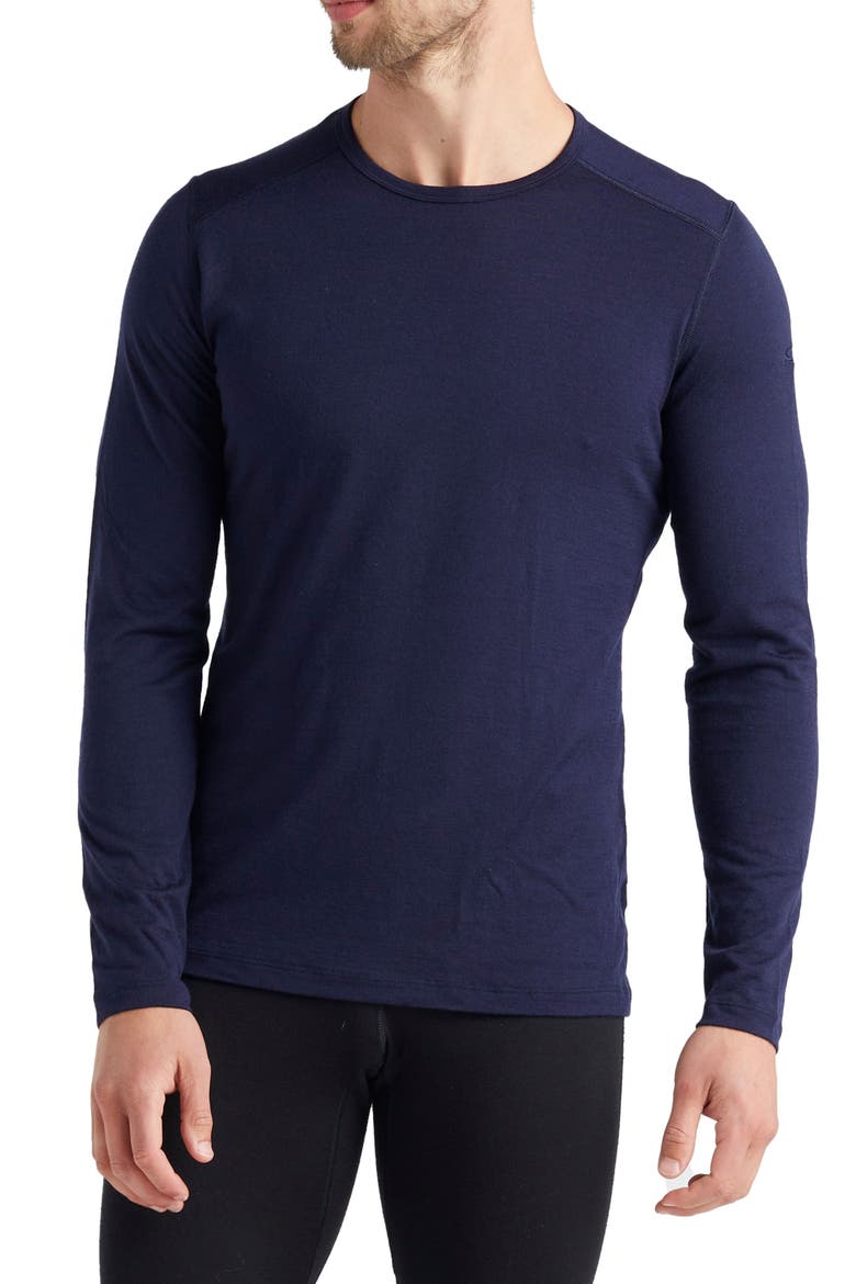 Oasis Long Sleeve Wool Base Layer T-Shirt, Main, color, MIDNIGHT NAVY