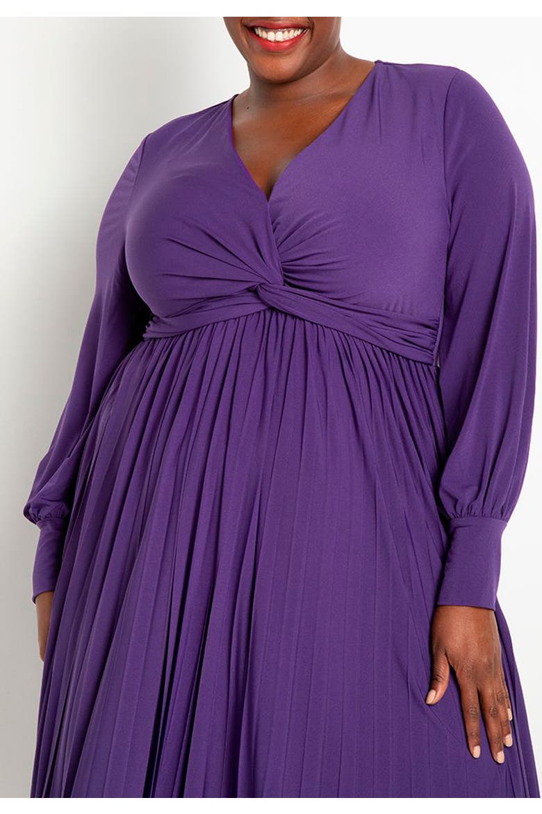 Knot Front Pleated Skirt Dress, Alternate, color, VIOLET INDIGO
