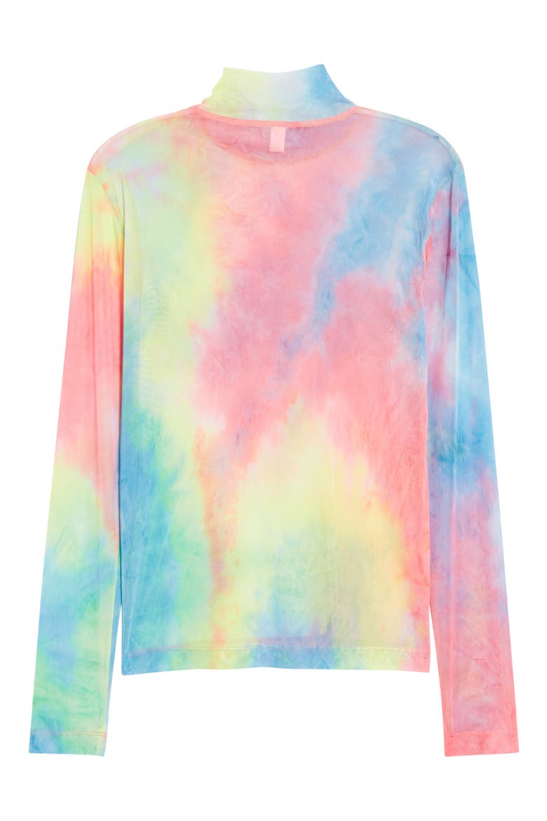 by BP. Gender Inclusive Tie-Dye Mesh Turtleneck, Alternate, color, PINK MULTI TIE DYE