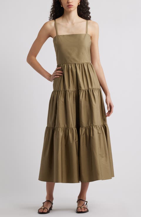 Cotton Poplin Tiered A-Line Dress