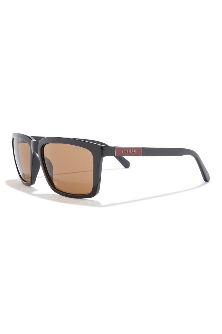 59mm Square Sunglasses, Alternate, color, SHINY BLACK / BROWN