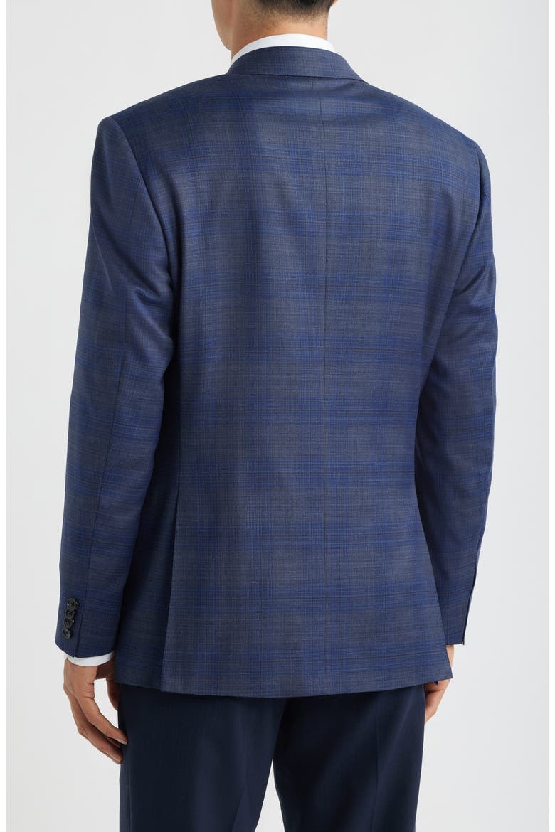 Capri Trim Fit Dark Blue & Grey Plaid Wool Sport Coat, Alternate, color, DARK BLUE/ GREY