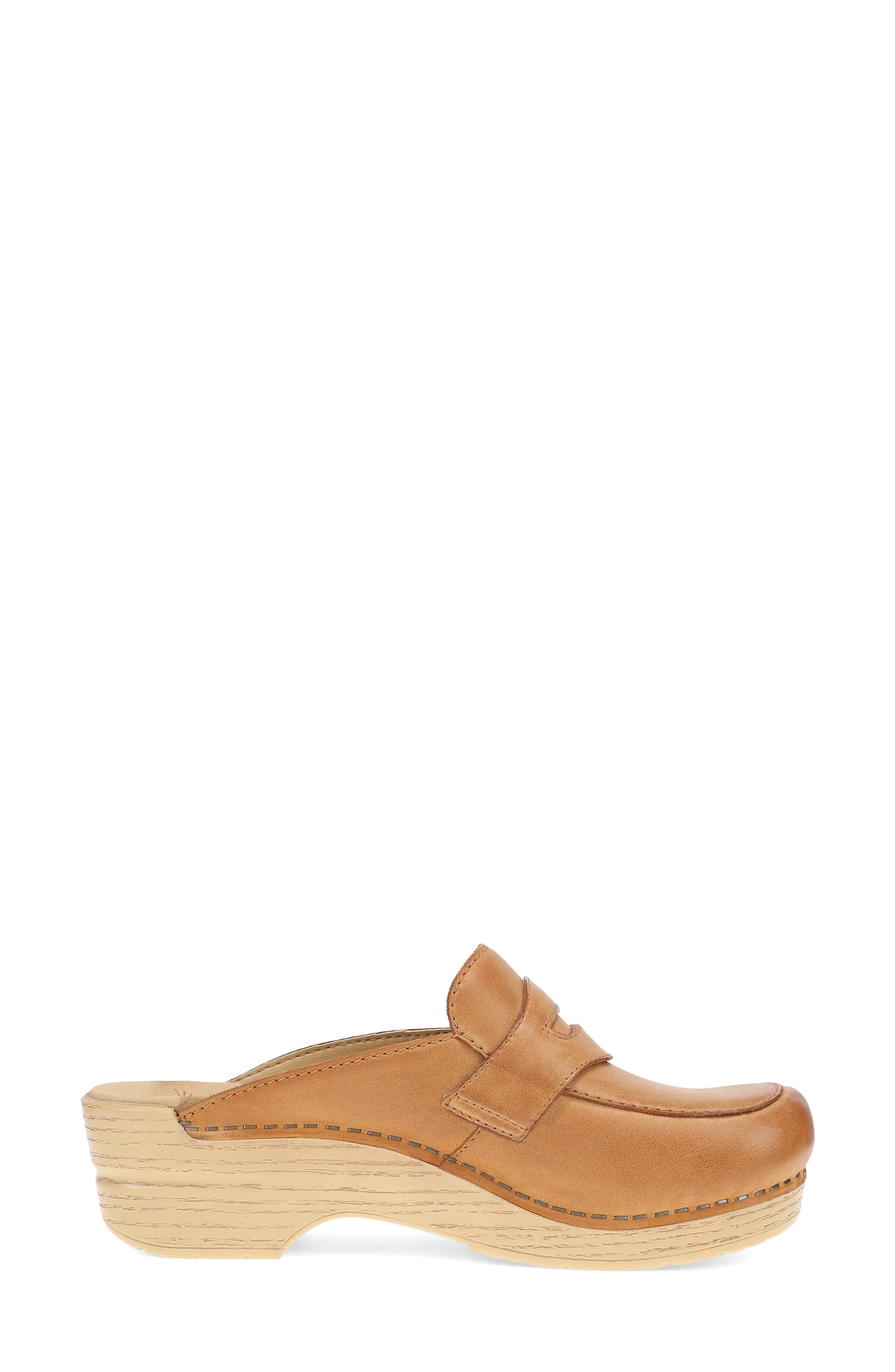 Lyric Leather Penny Loafer Clog, Alternate, color, LUGGAGE