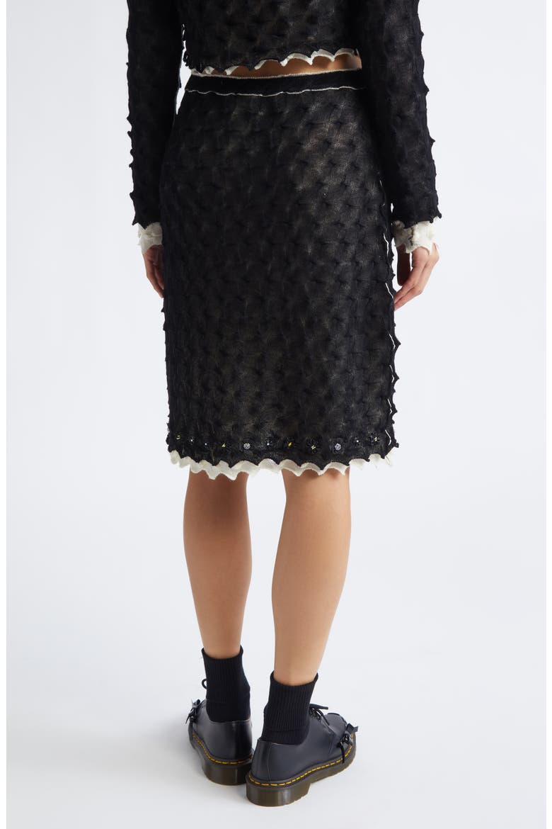 Borlor Double Layer Wool Sweater Skirt, Alternate, color, BLACK/ IVORY
