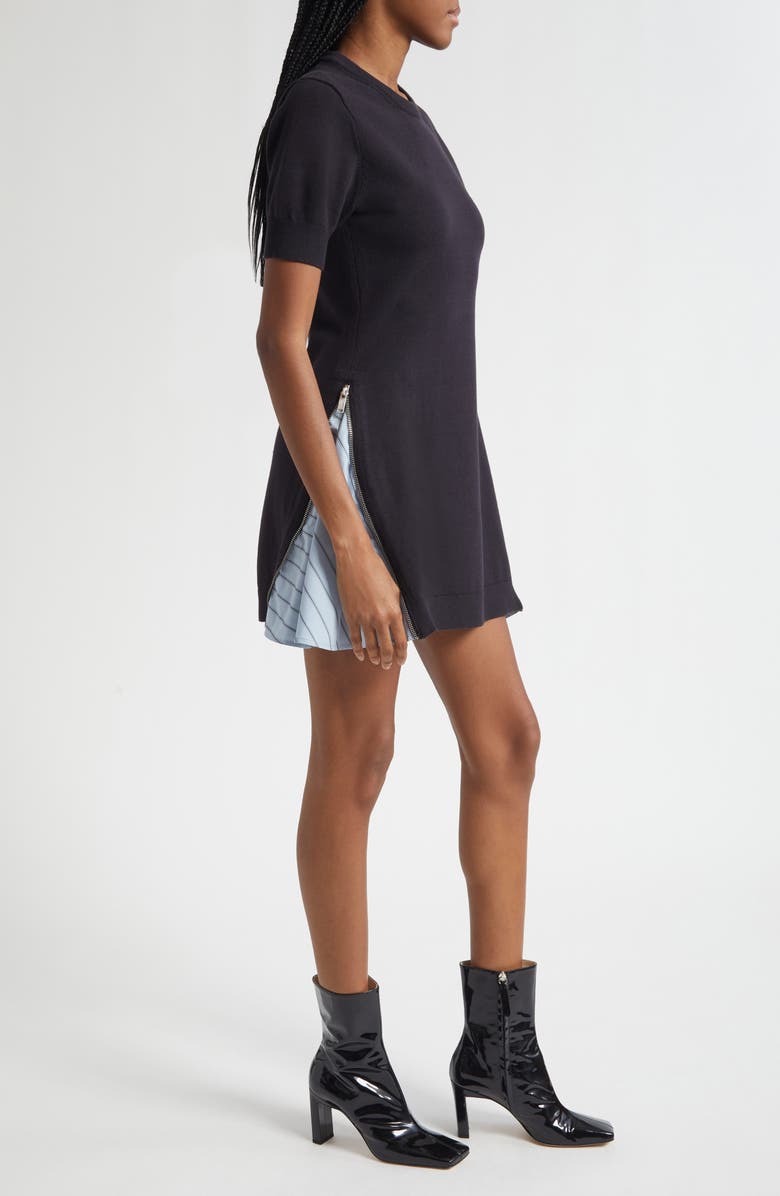 3.1 Phillip Lim Mixed Media Cotton Blend Minidress, Alternate, color, Black-Oxford Blue Multi