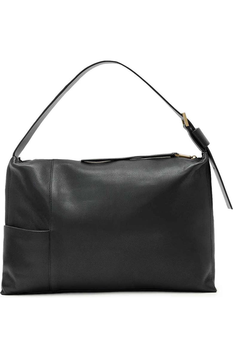 AllSaints Medium Alba Leather Shoulder Bag, Alternate, color, Black