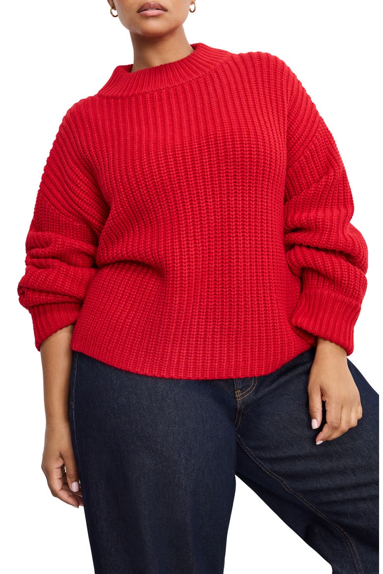 Chunky Mock Neck Sweater, Alternate, color, CHILI001