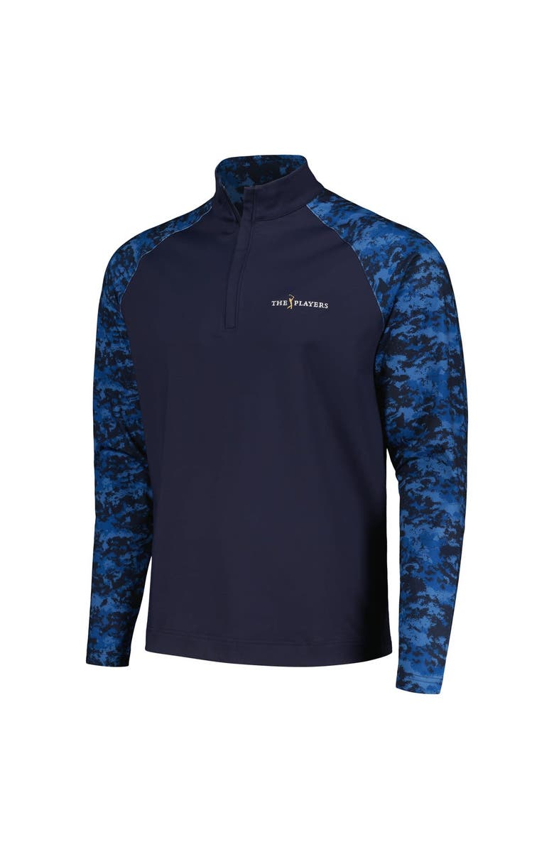 FOOTJOY Men's FootJoy Navy THE PLAYERS Camo Color Block Raglan Midlayer Quarter-Zip Top, Alternate, color, 