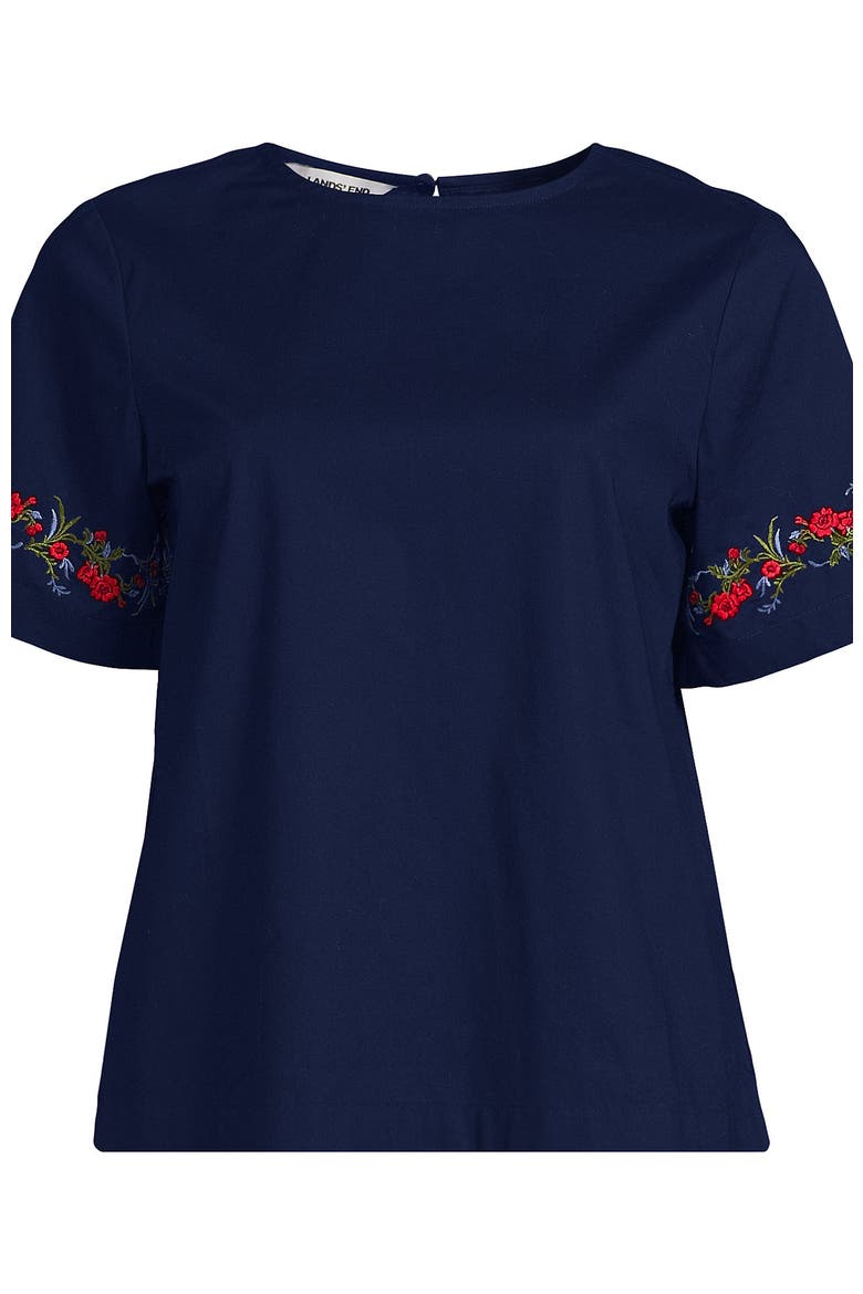 Poplin Eyelet Back Tie Shirt, Alternate, color, Cherry Border/Deep Sea Navy