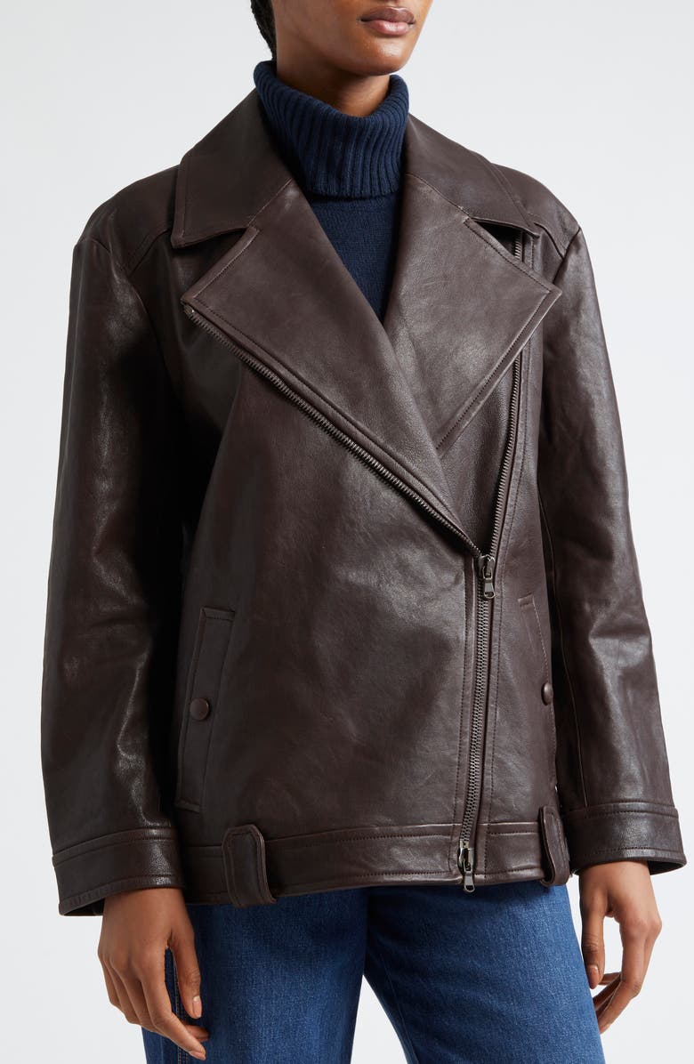 Veronica Beard Thandie Leather Dickey Jacket, Alternate, color,