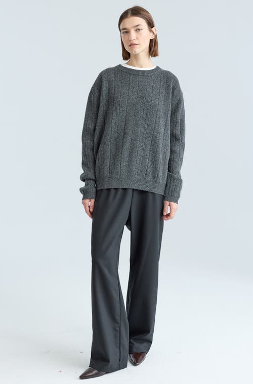 Almina Concept Ribbed Wool Crewneck Sweater In Gray