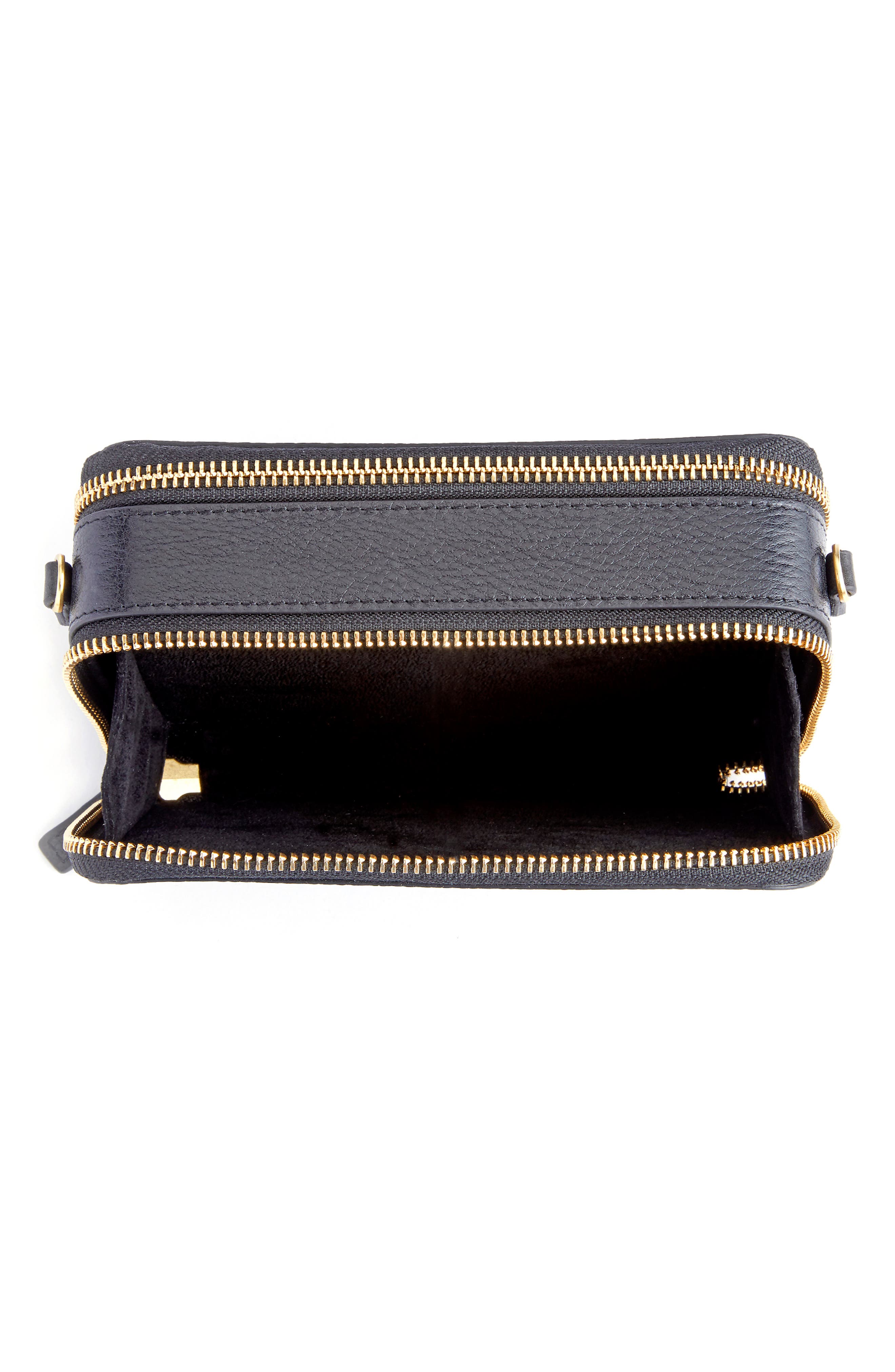 ROYCE New York Leather Crossbody Camera Bag, Alternate, color, Black