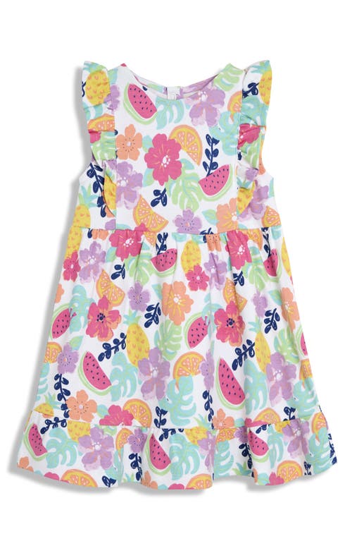Jojo Maman Bébé Jojo Maman Bebe Jungle Floral Frill Cotton Jersey Sundress In Orange