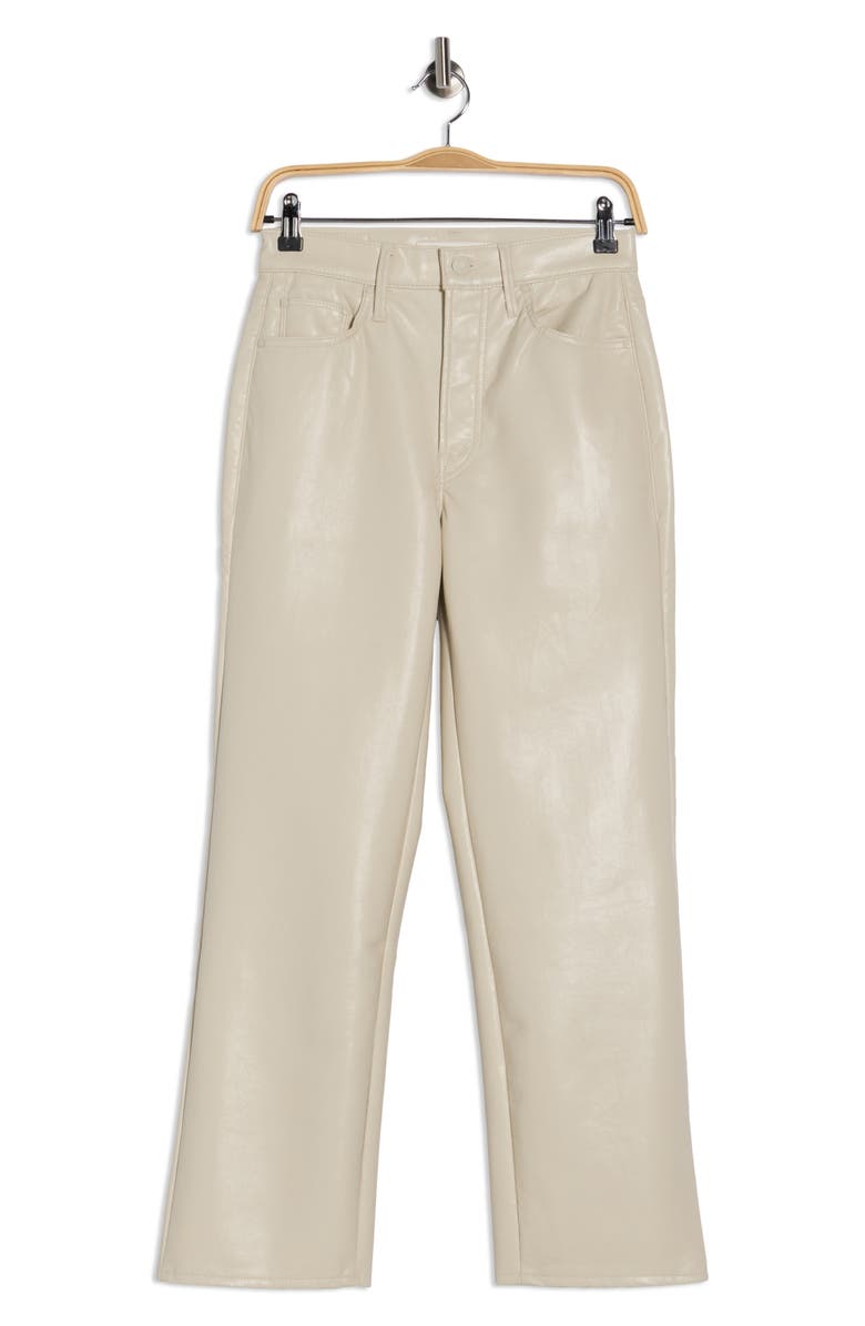 MOTHER The Rambler Zip Ankle Faux Leather Pants, Alternate, color, Ivory