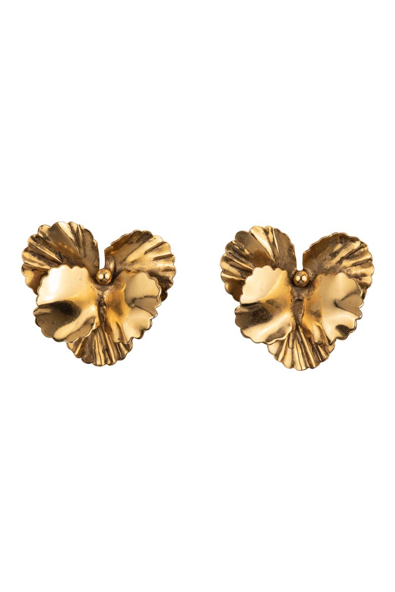 Pansy Earrings, Main, color, GOLD