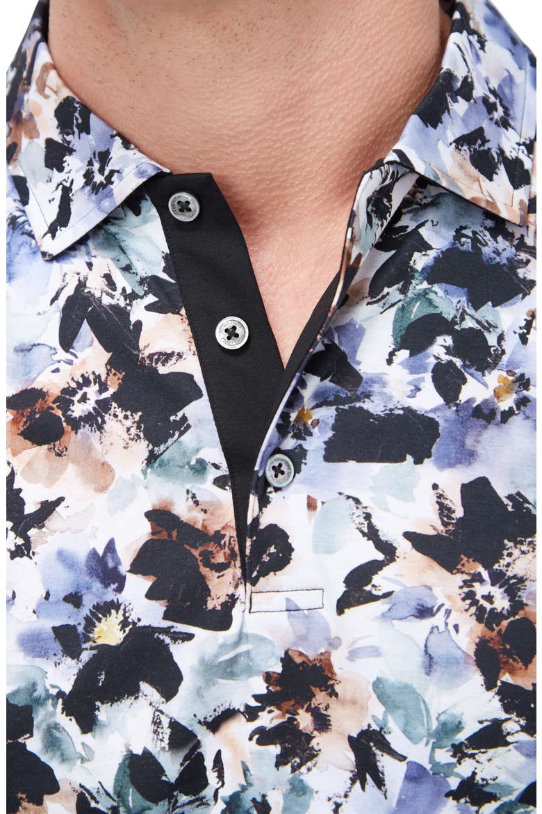 Hendrix Digital Floral Print Pima Cotton Polo, Alternate, color, LILAC