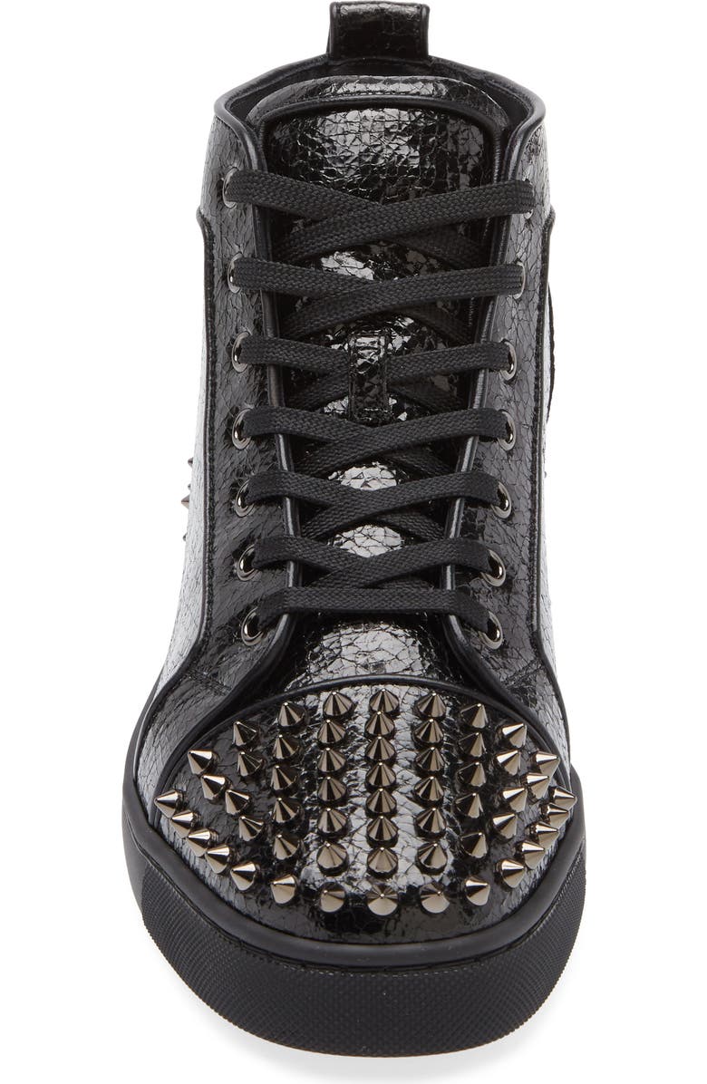 Christian Louboutin Lou Spikes 2 Flat Snakeskin Embossed High Top Sneaker, Alternate, color,