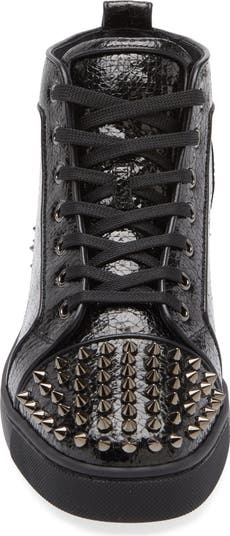 Christian Louboutin Lou Spikes 2 Flat Snakeskin Embossed