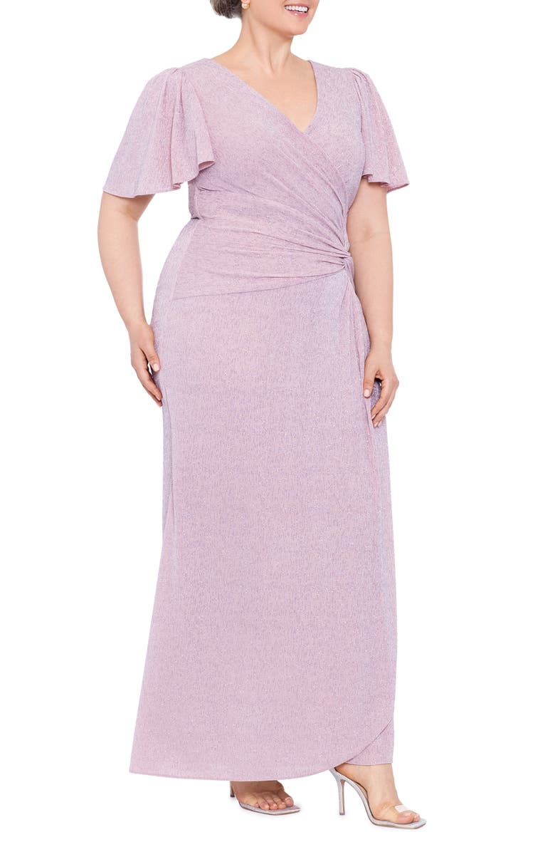 Xscape Evenings Glitter Surplice V-Neck Maxi Dress, Alternate, color,