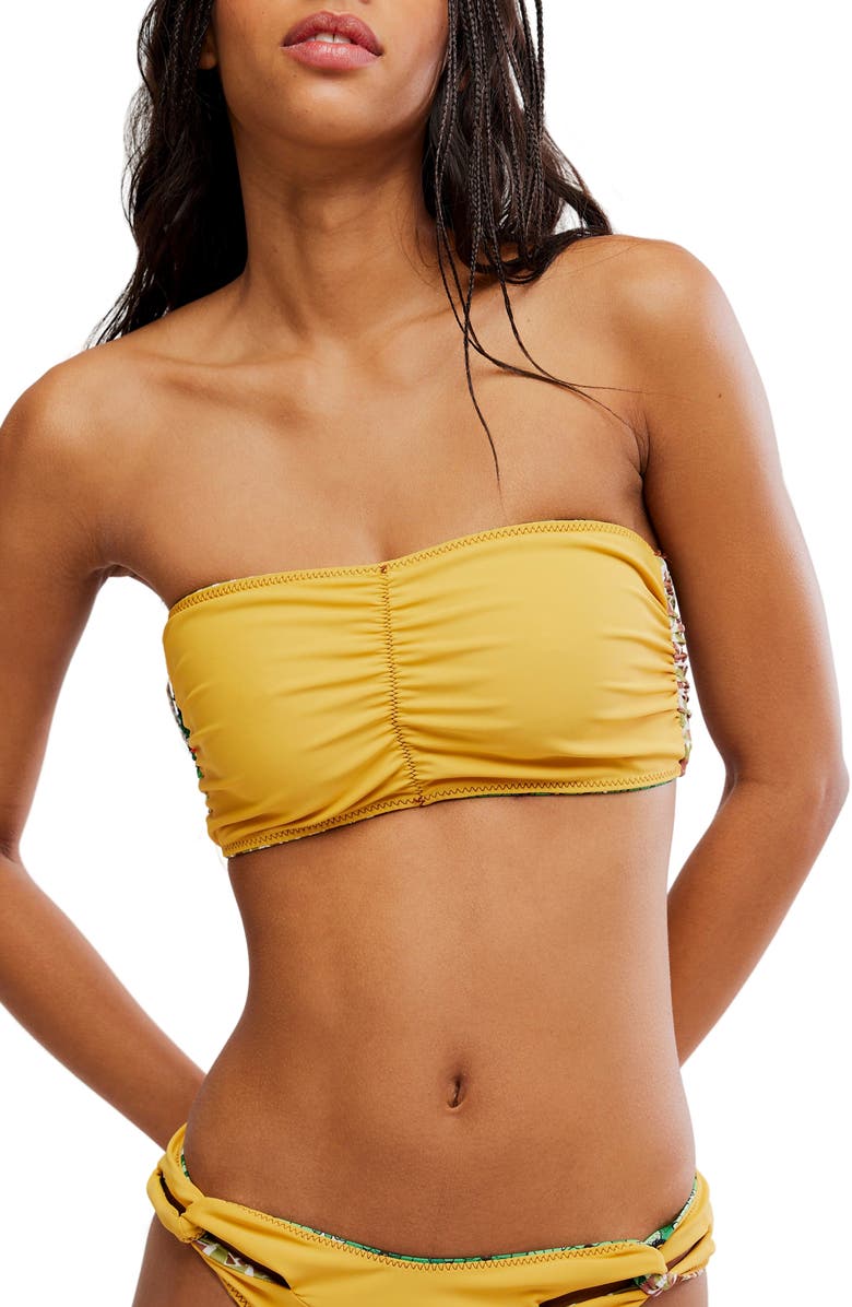 free-est by Free People Donna Reversible Bandeau Bikini Top, Alternate, color, Sunset Daisy/ Green A