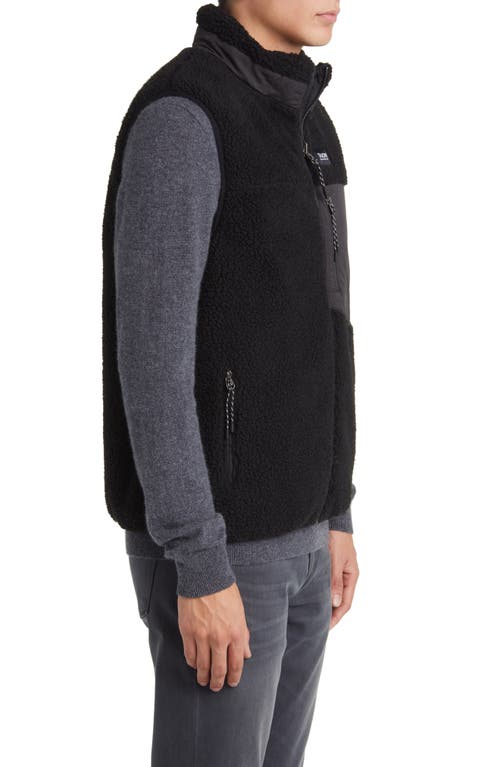 Taion Reversible High Pile Fleece & 800 Fill Power Down Quilted Vest In Black