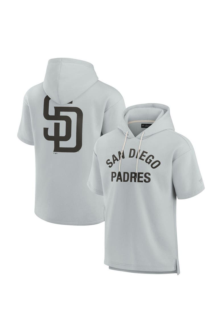 Unisex Fanatics Signature Gray San Diego Padres Elements Super Soft Fleece Short Sleeve Pullover Hoodie, Alternate, color, Gray