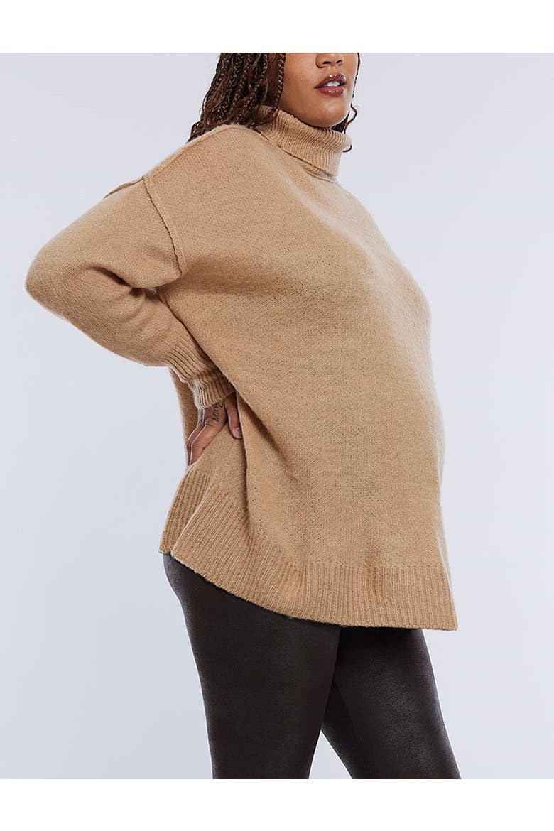 Turtleneck Long Sleeve Knit Maternity Sweater, Alternate, color, Brush
