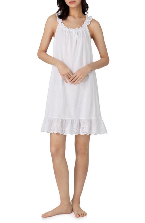 Eyelet Ruffle Cotton Blend Nightgown