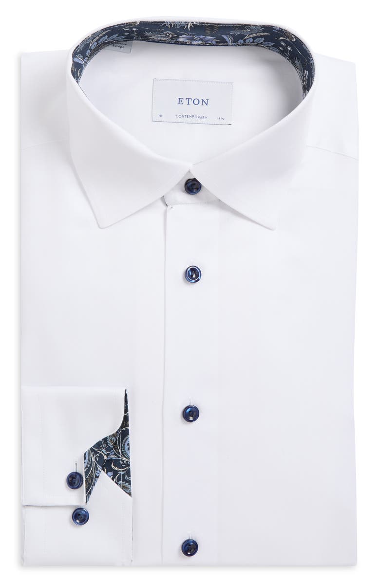 Eton Contemporary Fit Organic Cotton Dress Shirt, Alternate, color, White