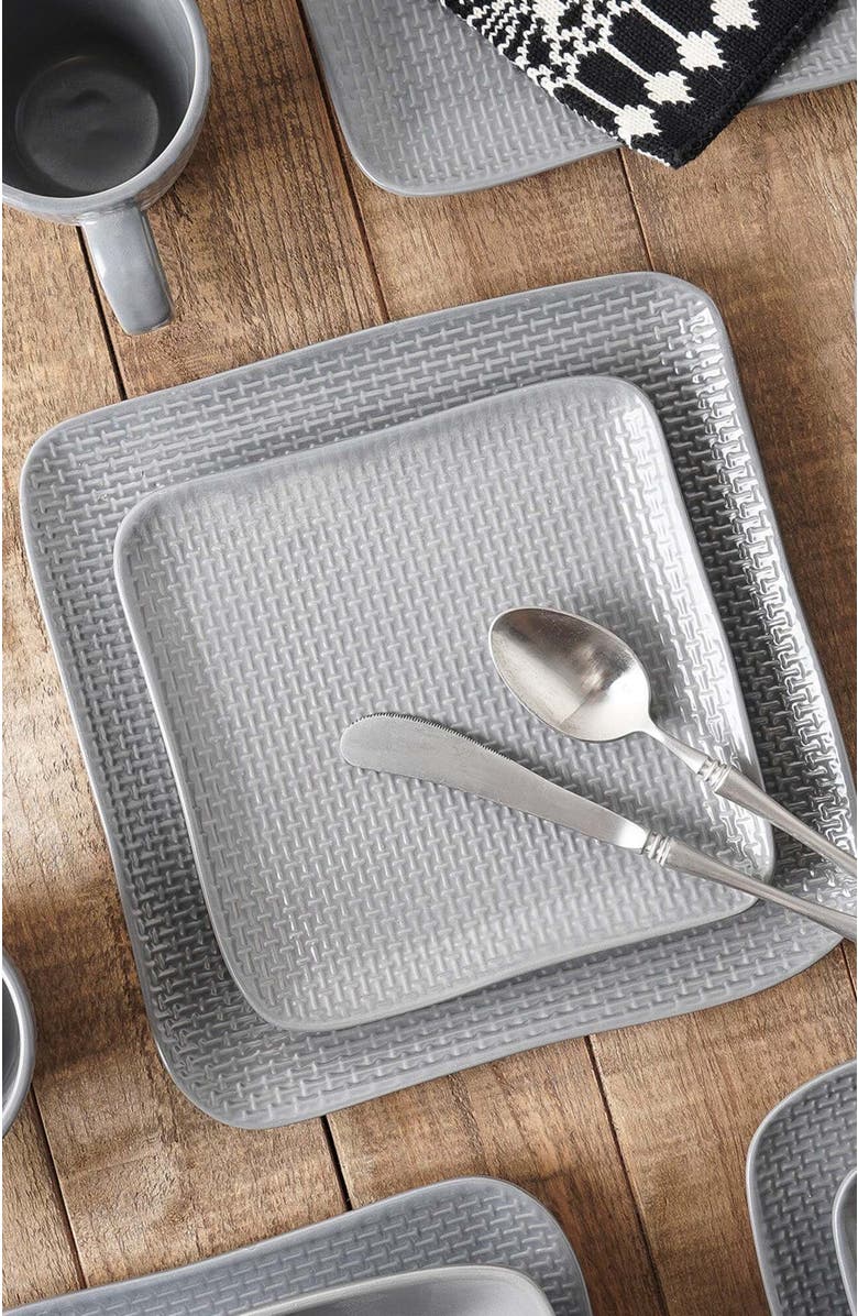 Stone Lain Olivia Stoneware 4-Piece Salad Plate Set, Alternate, color, Gray