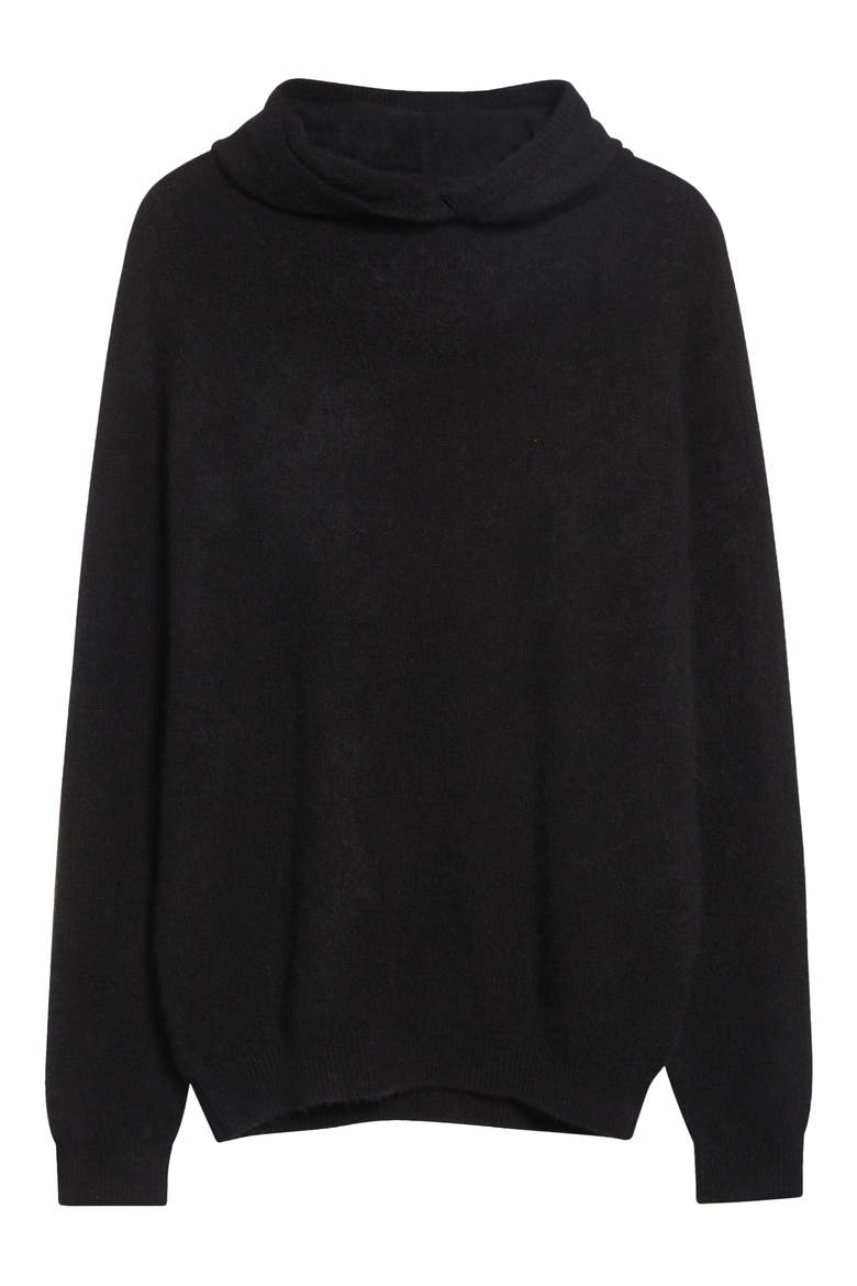 Hooded Cashmere & Silk Sweater, Alternate, color, BLACK