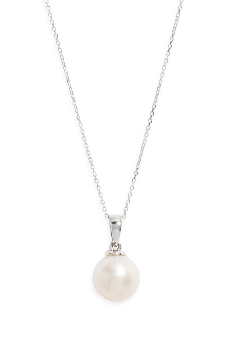 Nordstrom Freshwater Pearl Pendant Necklace, Main, color, White- 14K White Gold