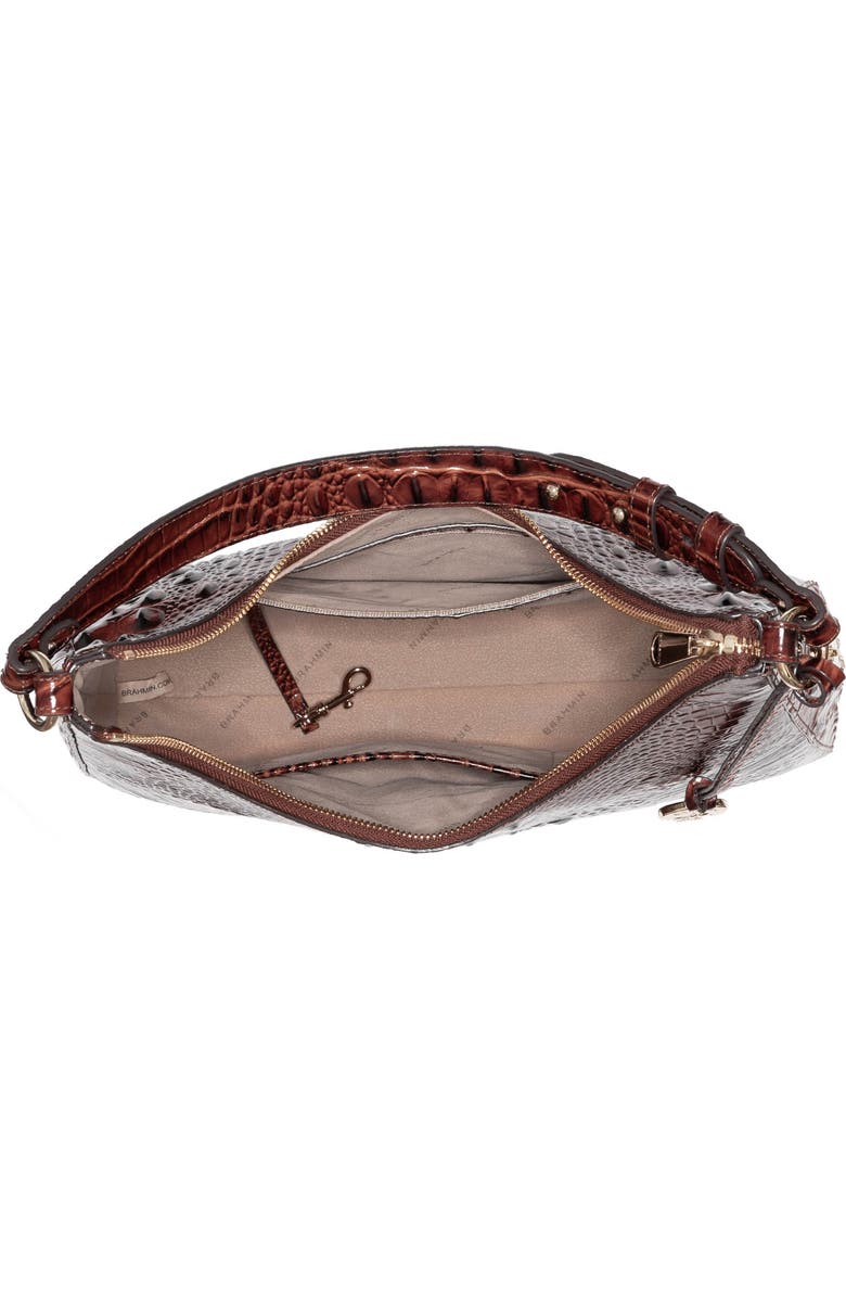Brahmin Tabitha Croc Embossed Leather Shoulder Bag, Alternate, color, Pecan Melbourne