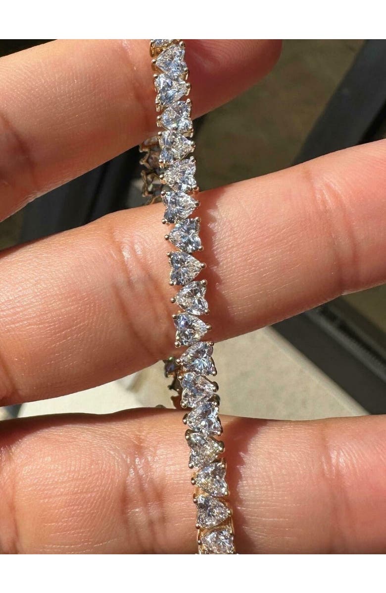 Bliss Diamond 10.50Ct Heart Cut Diamond Tennis Bracelet 14k Gold 7" Lab Grown, Alternate, color, 