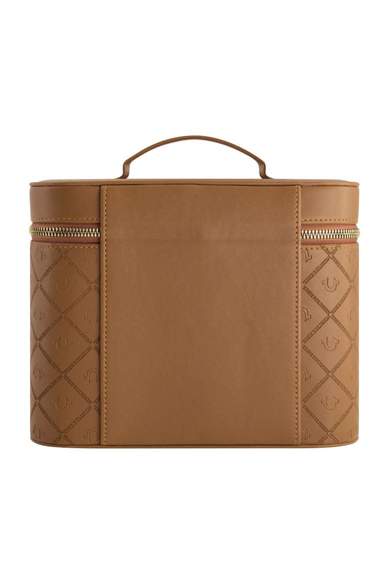 Large Cosmetic Case with Mirror, Alternate, color, BROWN