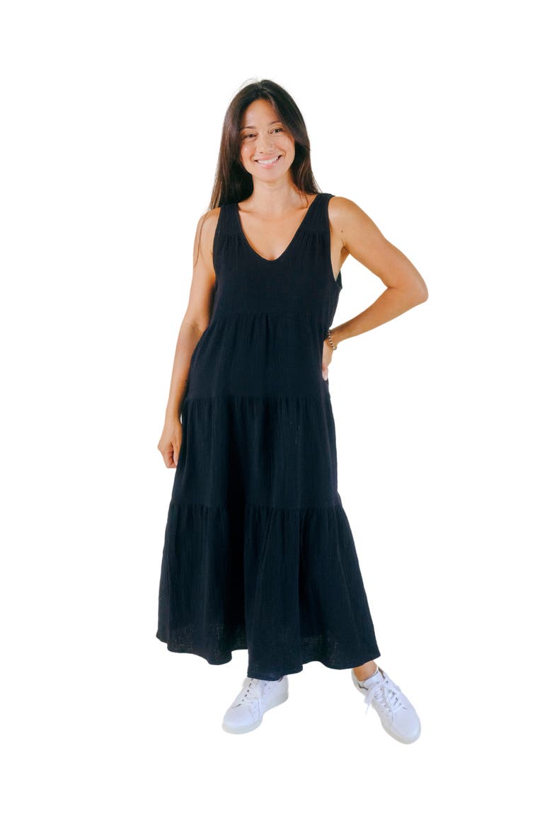 Teresa Tiered Tank Dress, Main, color, Black