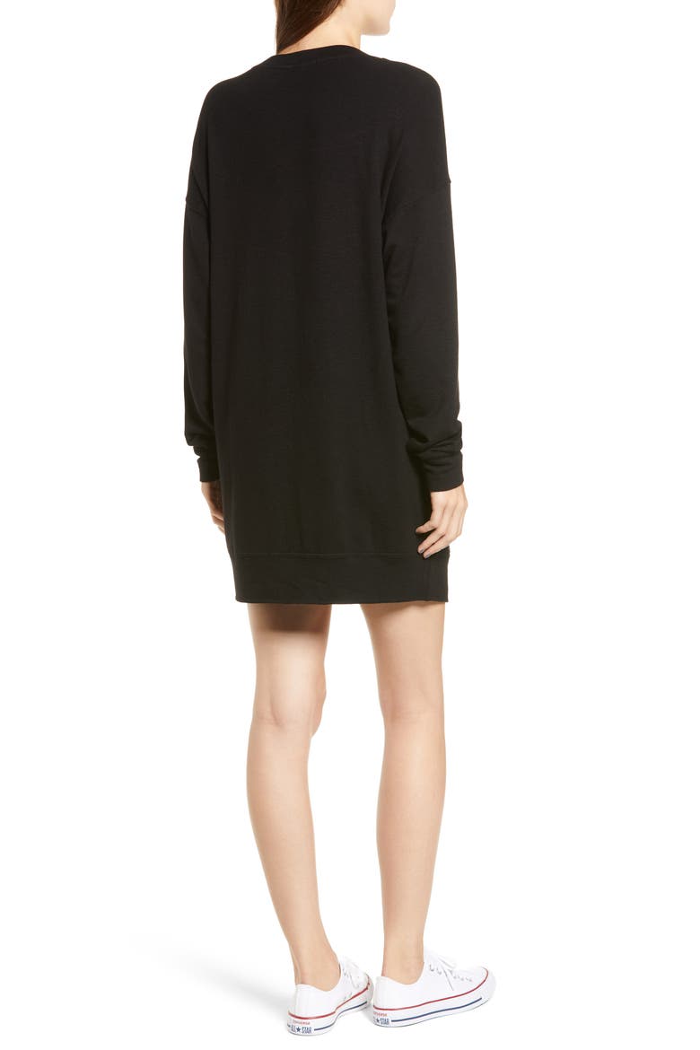 Active Sweatshirt Dress, Alternate, color, BLACK