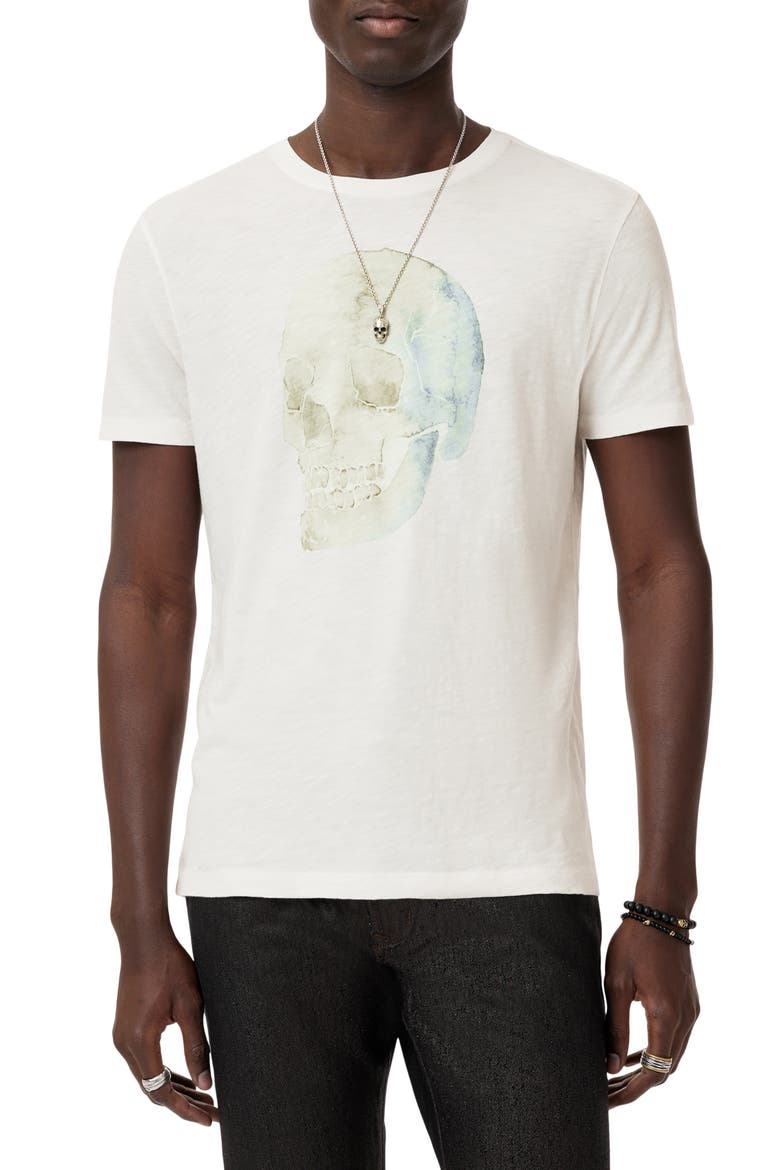 Watercolor Skull Graphic T-Shirt, Main, color, SALT