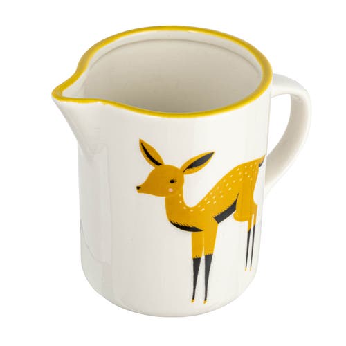 Storied Home Stoneware Creamer With Painted Deer In White